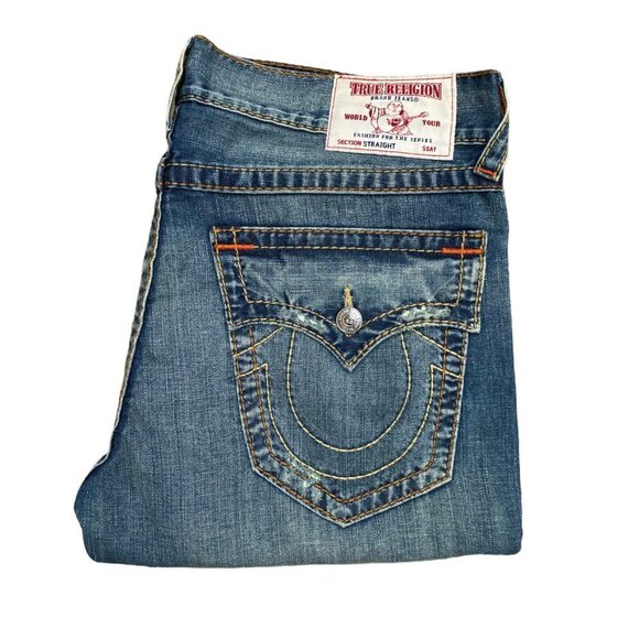 True Religion Jeans Size 36 STRAIGHT BIG T Blue - Picture 5 of 8